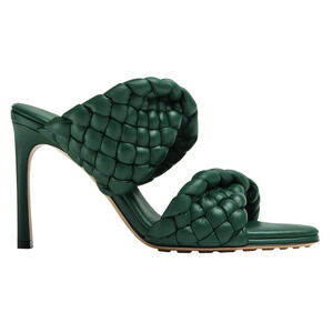 Bottega Veneta Curve Padded Green Vert Foncee Leather Sandal Mule Heel Pump 36.5